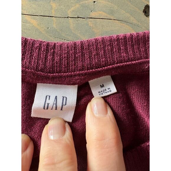 Gap maroon red wine puffed sleeves pullover long sleeve sweater women's size Med - Picture 5 of 10